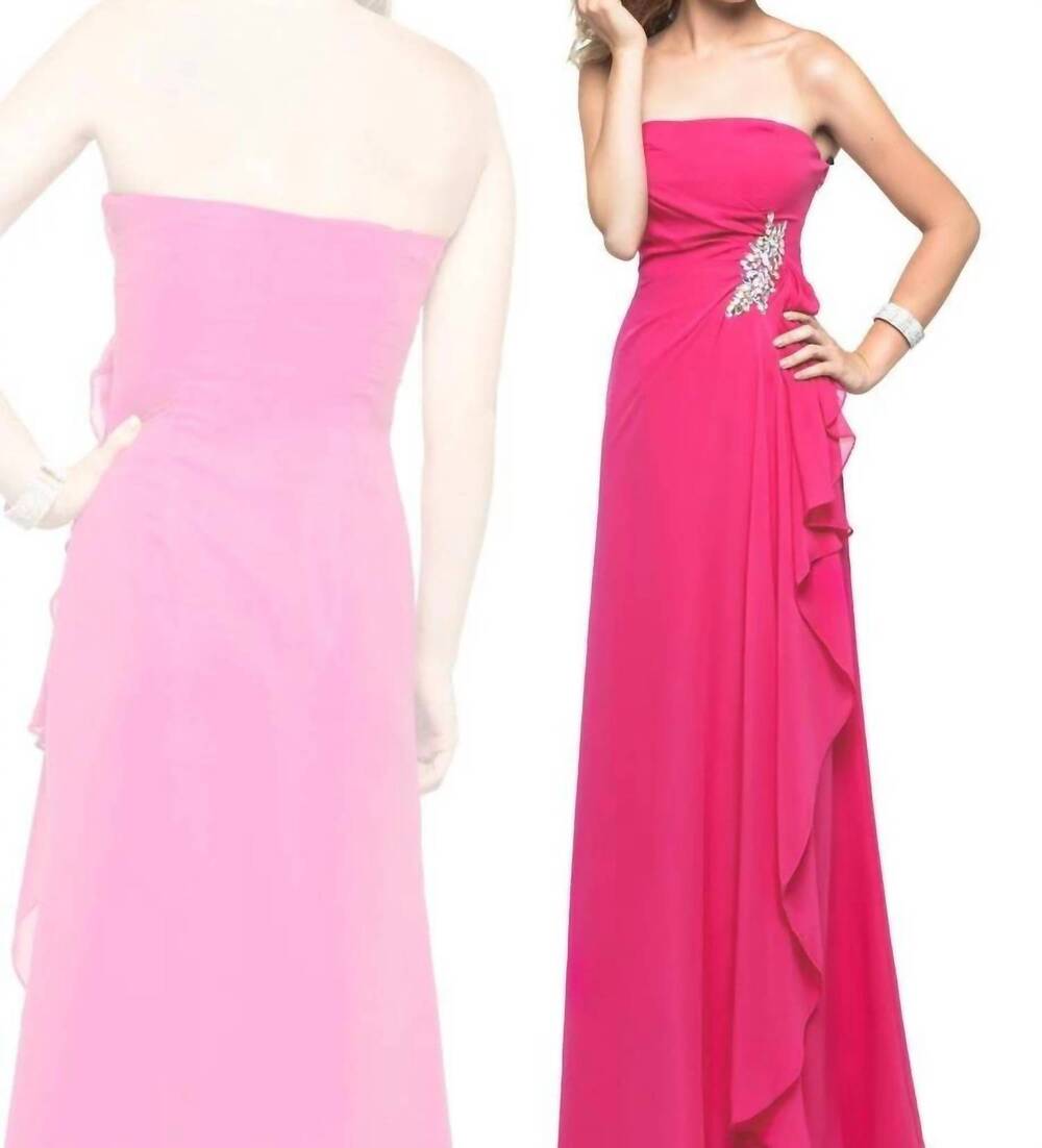 NEW LAST DRESS strapless chiffon prom dress in fuchsia